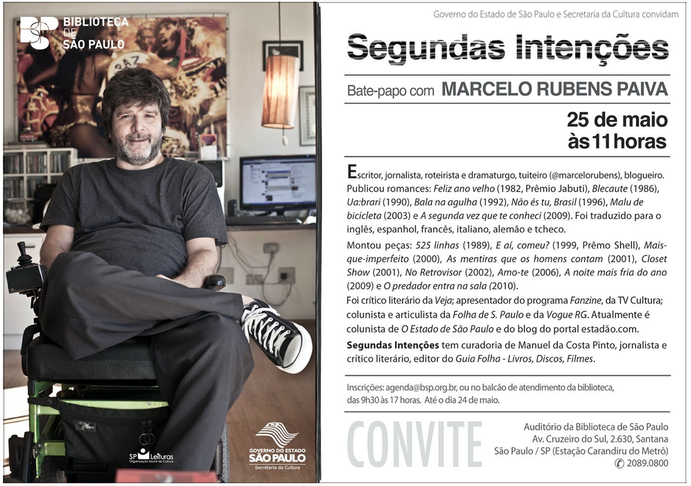 Marcelo Rubens Paiva na BSP - Biblioteca de São Paulo